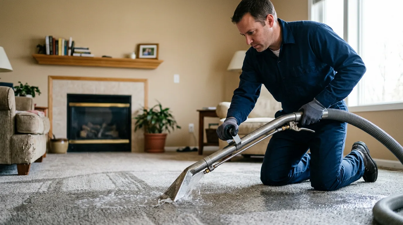 Water damage restoration technician working near Mcveytown, PA
